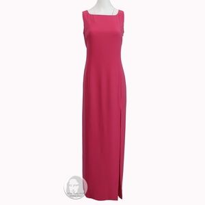 Louis Feraud Silk Dress Evening Gown Draped Back Long Formal Rare Sz 10 Vintage